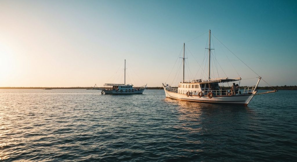 best time to visit komodo phinisi season — Photorealistic editorial travel photograph relevant to: The exact-match plann