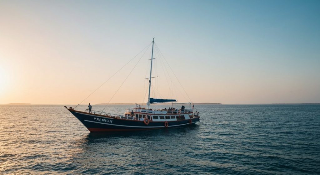 how much does phinisi rental cost komodo — Photorealistic editorial travel photograph relevant to: The exact-match plann