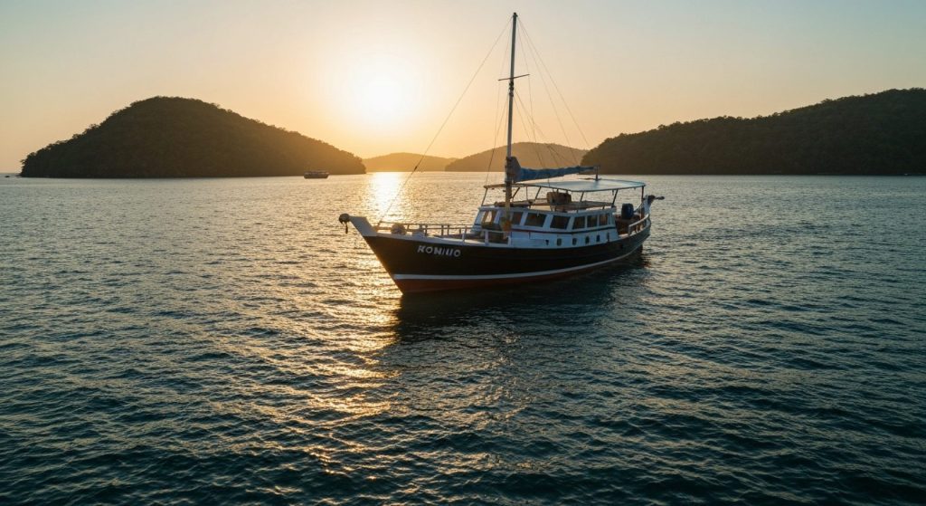packing list phinisi charter komodo — Photorealistic editorial travel photograph relevant to: The exact-match planning a