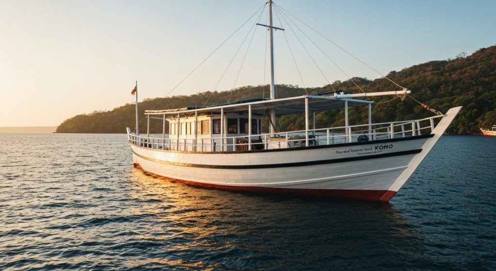 komodo phinisi rental safety concerns — Photorealistic editorial travel photograph relevant to: The exact-match planning